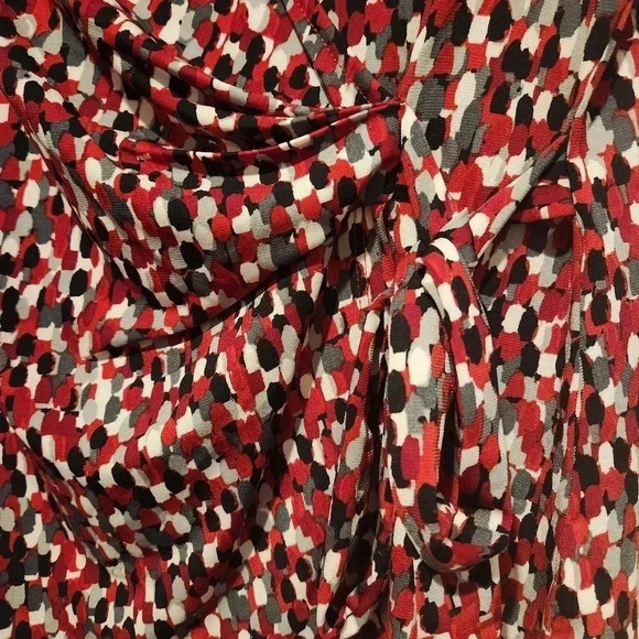 Evan Picone Black Label red, black and white wrap blouse Size Small - Picture 5 of 5
